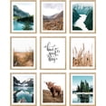 thumbnail image 2 of PixonSign Adhesive Canvas Print Wall Art Set - Rustic Mountain & Lake Poster Arts - Set of 9 Nature Wilderness Botanical & Animal Photography Wall Décor for Room Decoration - 8"x10", 2 of 5