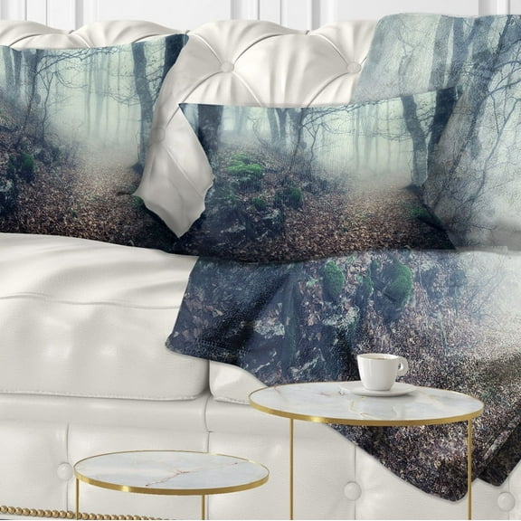 Designart Old Style Path in Forest - Landscape Photography Throw Pillow - 12x20