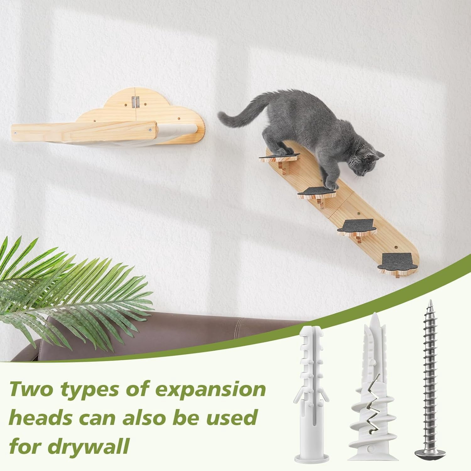 Tall Cat Tree Wall Mounted for Large Cats, 82-inch Corner Scratching Post with Toys, Ceiling-to-Floor Cat Tower and Play Shelf for Sleeping Lounging Perching