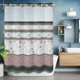 thumbnail image 6 of No Hook Shower Curtains with Snap-in Liner Set, Grey Stripes Abstract Waterproof Hotel Style Bathroom Shower Curtain, Geometric Spring Flowers Country Breathable Mesh Top Bath Curtains 60''x72'', 6 of 9