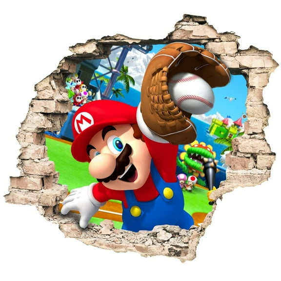 Anime Mario Wall Sticker For Bedroom Living Room Nursery Party Decorations Cartoon Background Self-Adhesive Wall Decor Baby Boy Girl Kids Room Wall Mural Decor Poster Gift