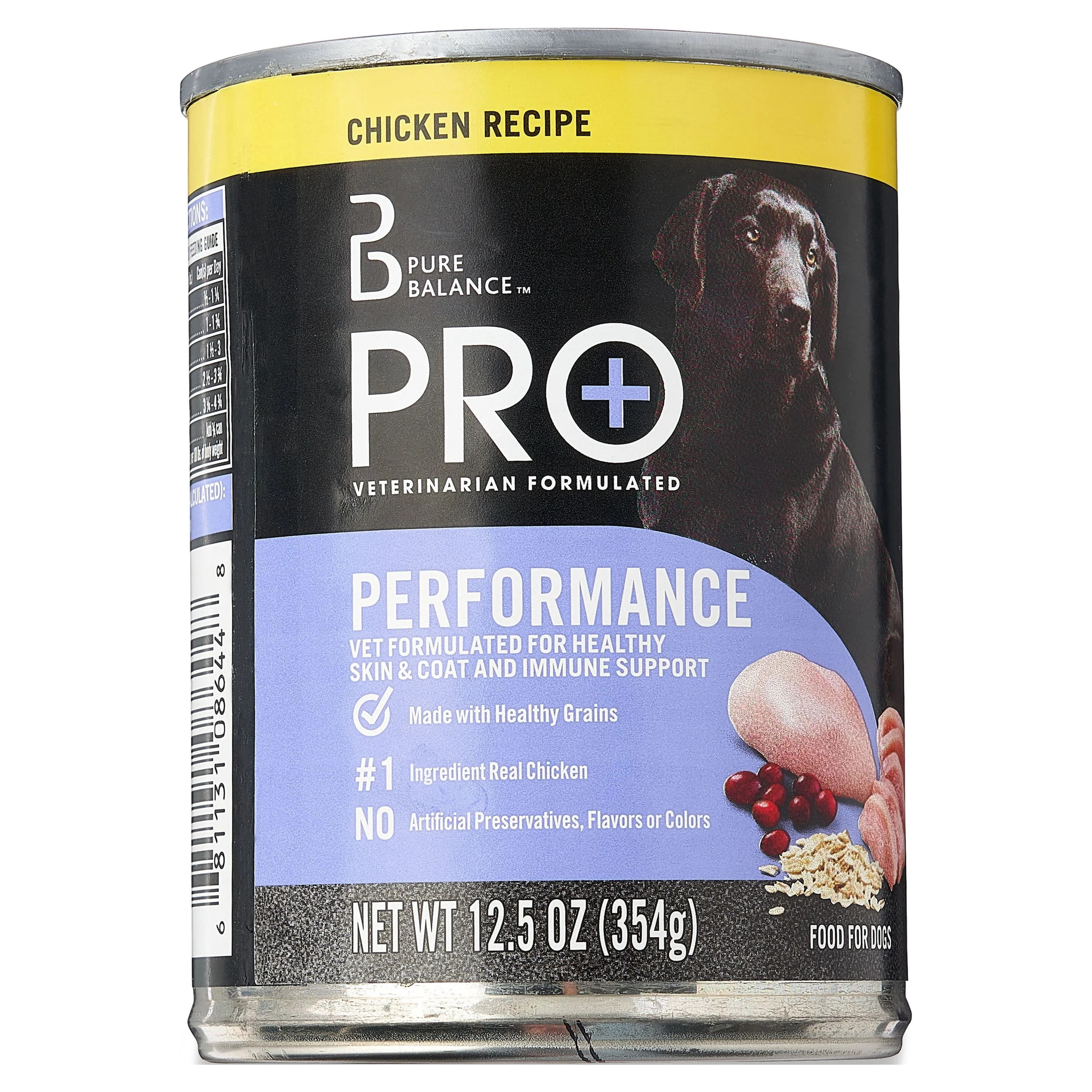 Pure Balance Pro+ Chicken Recipe Wet Dog Food for Performance, 12.5 oz Cans, 6 Pack