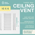 thumbnail image 4 of Ceiling Register - Air Vent Covers for Home Ceiling or Wall - 10X6 Inch (Duct Opening) 3-Way White Grille Register Cover with Adjustable Damper for HVAC Heat and Cold Air Conditioner, 4 of 8