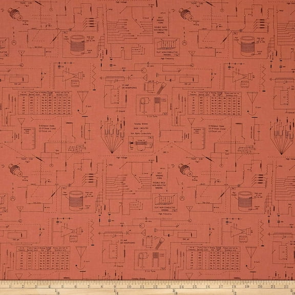 Quilting Treasures Frequency Circuitry Salmon 100% Cotton Fabric sold by the yard