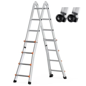 KFFKFF 13 Ft Telescoping A-Frame Extension Ladder, 330 Lb