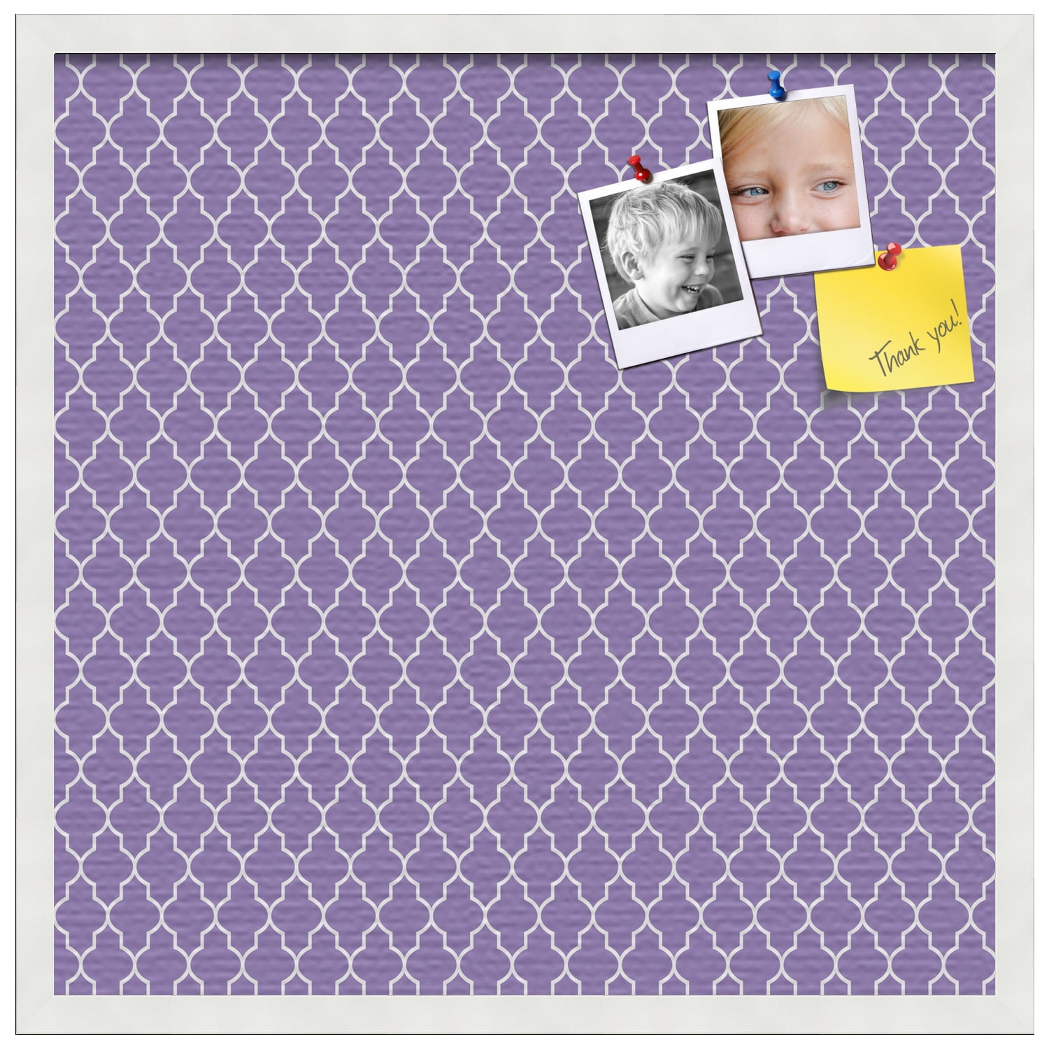 PinPix ArtToFrames 22x22 Custom Cork Bulletin Board Quatrefoil Purple