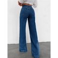 thumbnail image 2 of Vaqueros de pierna ancha for mujer, pantalones vaqueros holgados de cintura alta con botones, pantalones vaqueros informales de otoño Y2K con bolsillos, 2 of 6