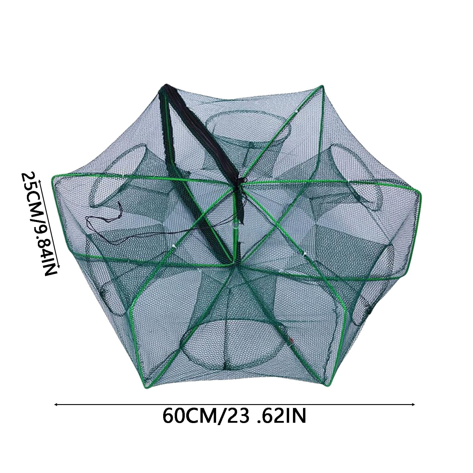Lot De 2 Filets De Pêche Pliables En Nylon – 65x33 Cm, Ouverture Par Cordon, Idéal Crabes, Écrevisses, Petits Poissons