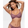 thumbnail image 5 of Wingslove Women's Sexy 1/2 Cup Lace Bra Balconette Mesh Underwired Demi Shelf Bra Unlined See Through Bralette,Brownish Purple 32C, 5 of 5