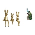 thumbnail image 1 of Colección de figuras de animales de la familia de conejos y pavos reales para decorar elegantes , escritorios, vitrinas, estanterías, hogares y o, 1 of 8