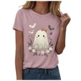thumbnail image 5 of enyan Shirt Fall Tee Shirt Funny Tee Pumpkin Graphic Cute Ghost Clothes Halloween T-Shirts Halloween Women Shirt Light Pink,S, 5 of 6