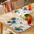 thumbnail image 4 of Teal Tulip Butterfly Placemats Set of 6 Turquoise Floral Farmhouse Beige Place Mats Indoor Wipeable Table Mats Washable Cloth Dining Table Placemats for Kitchen Holiday Party Home Decor 13x19 Inch, 4 of 9