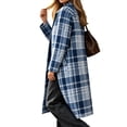 thumbnail image 4 of Dzrciro Plaid Long Coat for Women, Long Sleeve Lapel Open Front Button Checkered Trench Coat, Elegant Fashion Fall Outerwear S-2XL, 4 of 7