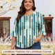 thumbnail image 5 of Blusa Blingfit con estampado floral de manga 3/4 para mujer, talla M, 5 of 5