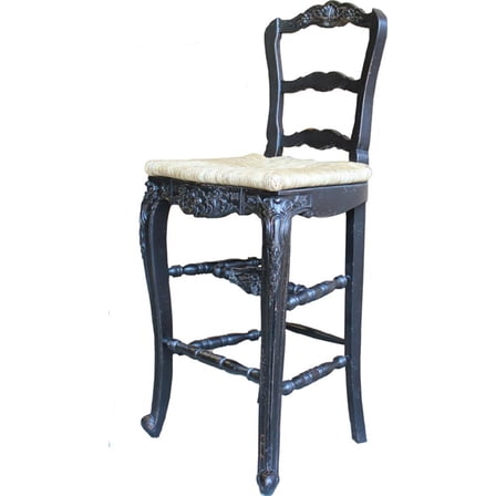 French Country Counter Stool | Antiqued Blackwash
