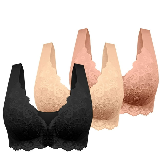 WZXFASHION Womens No Ring French Womens Front Close Bra T Back Plus Size Unlined Bra For Large Bust Bra U XXXXXXXXL