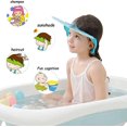thumbnail image 2 of Gorro de ducha para bebé azul, gorros de baño con visera ajustable, protector de sombrero de champú, visera de baño para bebé, protege los ojos y oídos de los niños, gorro de ducha lindo oso de fresa  Electrónica, 2 of 5