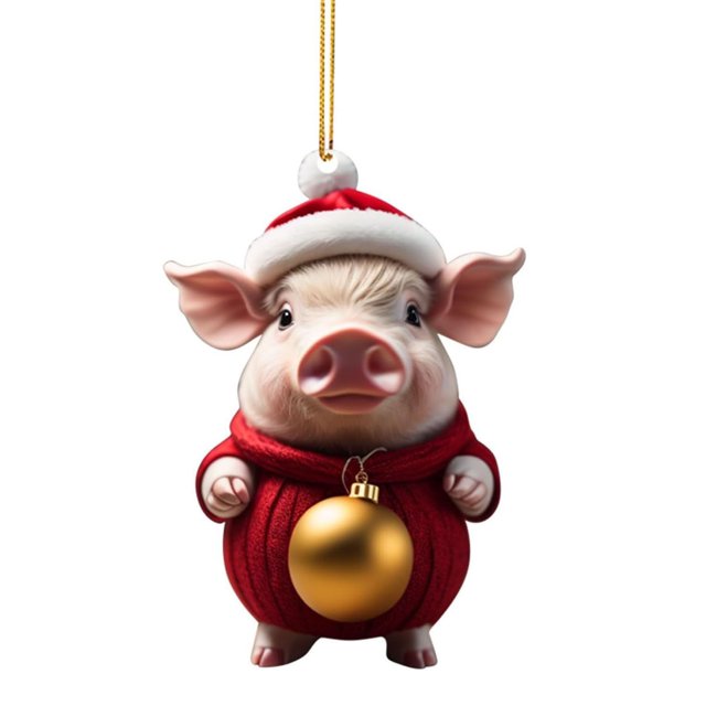 CSChome Christmas Pig Ornament Adorable Cartoon Pig Shape Christmas Pendant: Xmas Tree Hanging Ornament (for Home Festive Decorations, 1Pc)