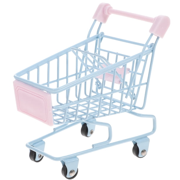 KAKOWELY Carrito de compras en miniatura, carrito pequeño, juguete, organizador de escritorio, accesorio para fotos