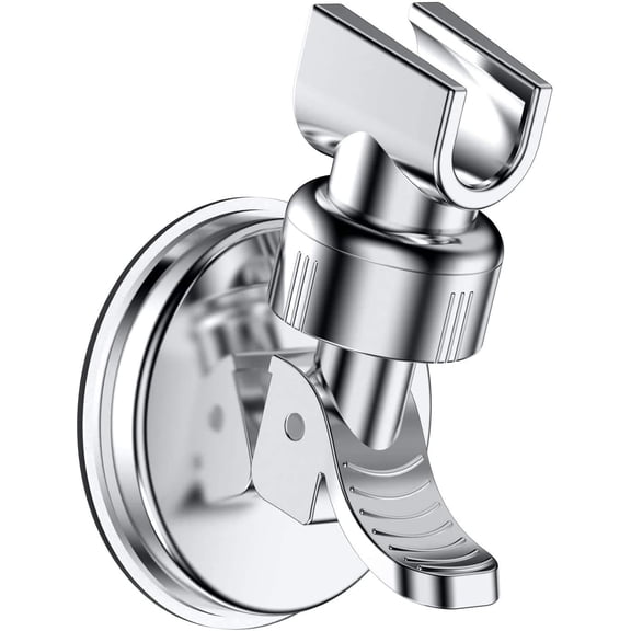 Adjustable Shower Head Holder, Bathroom Suction Cup Handheld Shower Head Bracket, Removable Handheld Showerhead & Wall Mounted Suction Bracket (Silver)