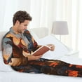 thumbnail image 6 of Naloa Lava Dragon Men’s Pajamas Set - Long Sleeve Button Down Sleep Shirt and Pajama Bottoms Sleepwear Set-X-Large, 6 of 7