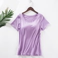 thumbnail image 2 of AherBiu Pajama Tops for Women Comfy Tshirt with Built in Bra Short Sleeve Crewneck Stretch Yoga Tops Blouse, 2 of 6