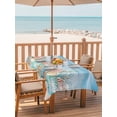 thumbnail image 2 of Outdoor Tablecloth with Umbrella Hole for Patio/Picnic/Party/Camping, Summer Nautical Waterproof Table Cloth Rectangle Table Cover Washable, Coastal Beach Starfish Coral Shell Blue (60"x 102"), 2 of 8