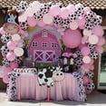 thumbnail image 3 of Decoraciones de fiesta de vaca, 130 piezas, kit de guirnalda de globos de animales de granja con globos con estampado de vaca, globos de látex blanco rosa bebé para fiesta de cumpleaños de niñas, 3 of 5