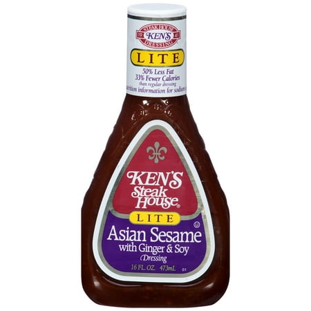 Sesame Ginger Dressing - Ken's Steakhouse Lite Dressing, Asian Sesame with Ginger & Soy, 16 Fl Oz