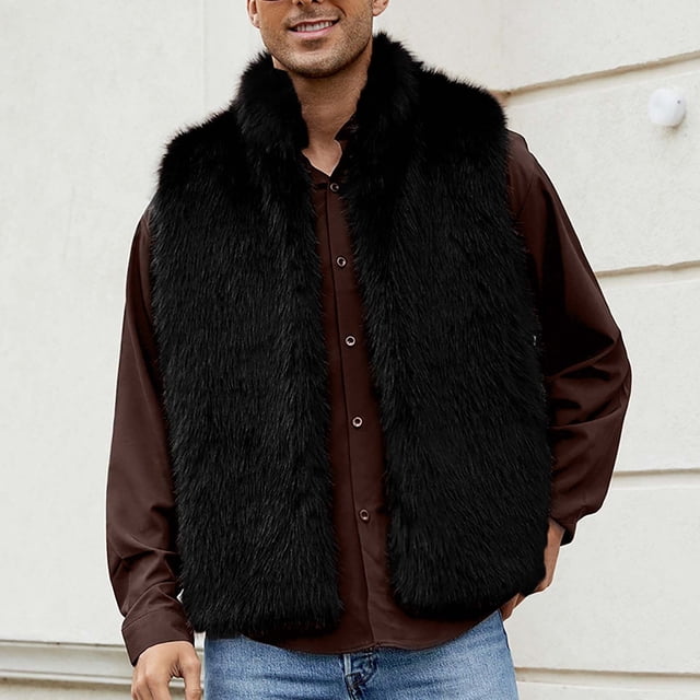 Chaleco con capucha de piel sintética para hombre Wancir, chaqueta corta, abrigo sin mangas