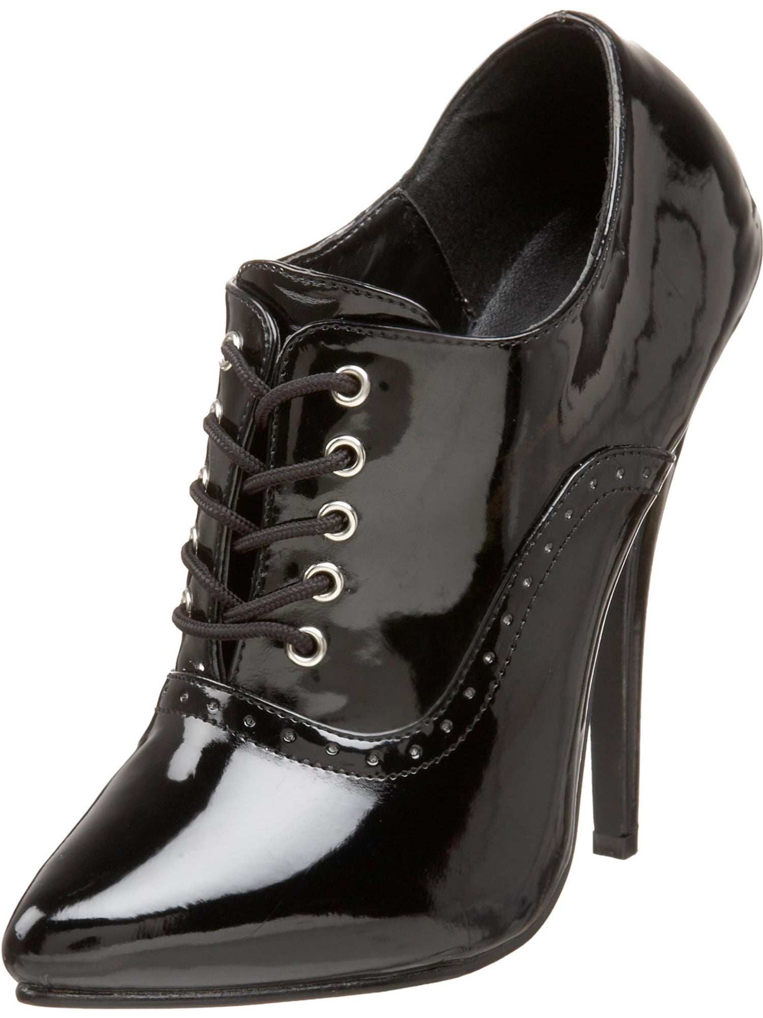Devious - Black Patent Oxford High Heels with Single Sole and 6 Inch ...