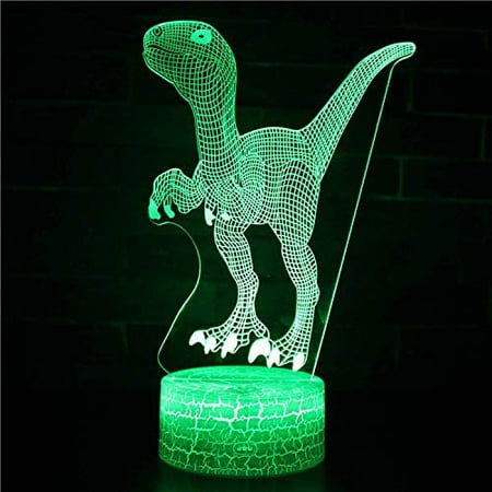 

Dinosaur 3D Night Light 16 Color Change Lamp Acrylic Flat ABS Base USB Charger Home Decoration Toy Brithday Kid Children Gift