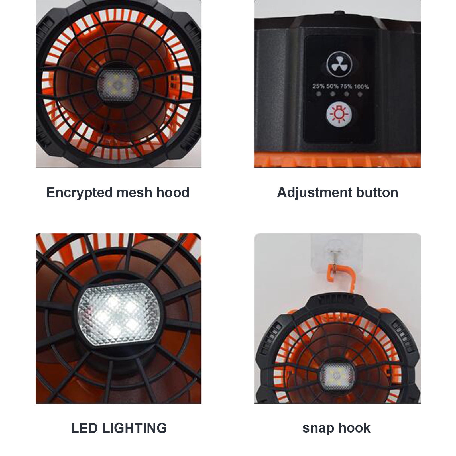maxiaoxia Camping Fan With LED Lantern 5200mAh Rechargeable Portable Tent Fan With Remote Portable Cooling Fan Chill Fans for Home Outdoor