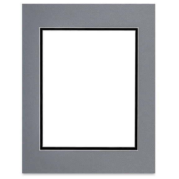 Blick Double Mat - Bar Harbor Gray / Raven Black, 11" x 14" (7-1/2" x 9-1/2" Opening)