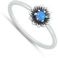 thumbnail image 4 of CHOOSE YOUR COLOR Blue Simulated Opal Promise Flower Ring .925 Sterling Silver Band CZ Female Size 8, 4 of 4