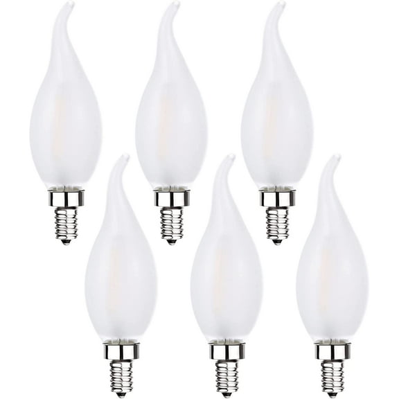 YANTON Candelabra Bulbs 25 Watt Equivalent 4000K Neutral White E12 Frosted YANTON Bulb Dimmable, VintaYANTON Edison Bulb Chandelier Flame Tip, 6 Pack
