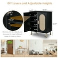 thumbnail image 4 of Spaco 2-Door Vertical Shoe Cabinet, Particle Board Shoe Cabinet with Plastic Rattan Black Frame and Gold High Feet, Black, 4 of 13