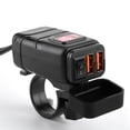 thumbnail image 4 of Impermeable Cabeza Cuadrada Teléfono Dual USB Carga Rápida QC3.0 Interruptor de Apagado Pantalla Digital LED Voltímetro Rojo, 4 of 14