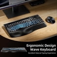 thumbnail image 2 of GEAK Wireless Keyboard and Mouse Comb, 2.4G Full Size Ergonomic Wave Keyboards with Wrist Rest, Quiet Backlit Mice, With Phone Holder, for Computer Tablet, Black, 2 of 9