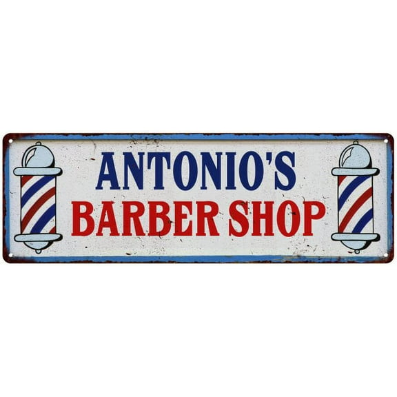 ANTONIO'S Barber Shop Hair Salon Metal Sign Retro 6x18 106180031029