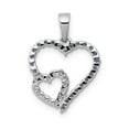 thumbnail image 3 of 14K White Gold Charm Pendant Sapphire Round Blue Diamond And Double Heart, 3 of 4