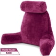 thumbnail image 4 of XXL Husband Pillow Aspen Edition - Big Reading & Bed Rest Pillow with Arms & Detach Neck Roll on Bungee Cord - Premium Memory Foam, Reversible 2 Sided Covers Micro Suede or Plush, Sliding Raspberry, 4 of 9