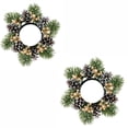 thumbnail image 3 of Holiday Decorations, Christmas Home Decor, Dining Table Centerpiece Decor, Christmas Wreath, 2 Pack 8 Inch Frosted Pine Cone Gold Decor Candle Holder Ring Wreath, Artificial Green, 3 of 7