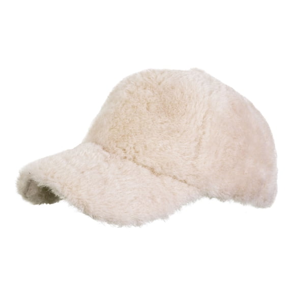 Womens Soft Plush Baseball Cap, Fluffy Faux Faux Fur Winter Hat Adjustable for Women, Light Pink Cozy Casual Beanie,Size Free Size