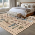 thumbnail image 5 of Vintage Ocean 5'x7' Area Rug, Brown Coastal Starfish Jellyfish Aquatic Animals Washable Non-Slip Soft Rugs, Low-Pile Large Carpet for Living Room Bedroom Dining Room, Non-Shedding Accent Rug, 5 of 9