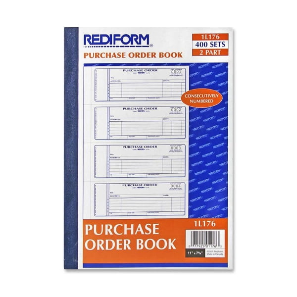 Rediform Purchase Order Book, 2 3/4 '' x 7'', White; Blue