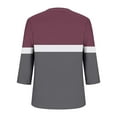 thumbnail image 4 of Ounisa Women's Tops Floral Stripe Print 3/4 Length Sleeve Pleated Front V Neck Button Tunic T Shirts, 4 of 5
