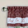 thumbnail image 3 of PowerSellerUSA Live, Laugh, Love 3-Piece Kitchen Curtains and Valance Set, Premium Buffalo Plaid Curtains, Gingham Tier Pair and Valance, Stunning Farmhouse Kitchen Decor, 58" W x 24" L, Burgundy, 3 of 4
