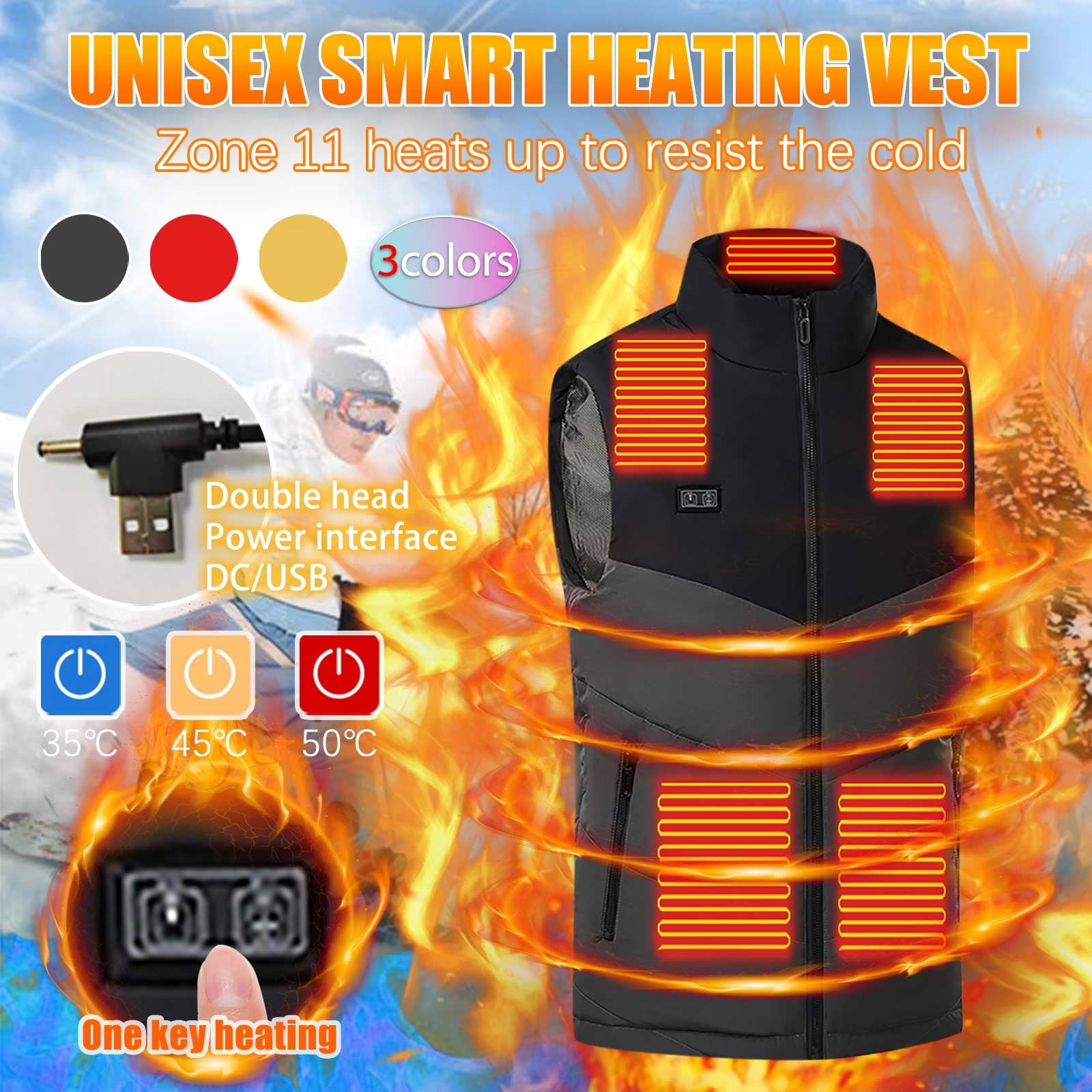 Cotonie Heated Vest for Men & Women Plus Size Outdoor Warm Clothing