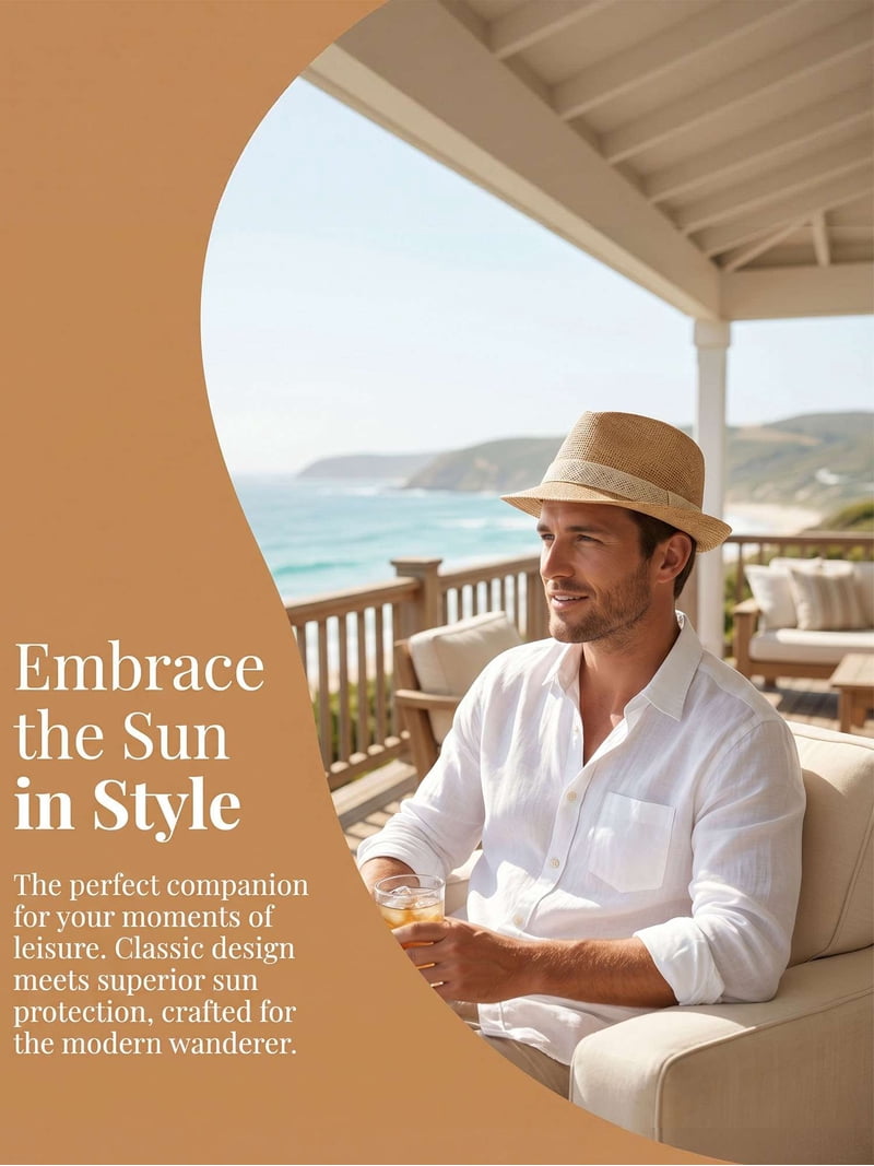 Deago Straw Fedora Hat for Men Women Short Brim Trilby Hat  display picture 1